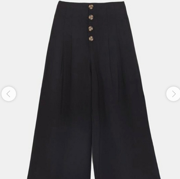 [Zara] high waisted button front wide leg pants - Picture 5 of 6